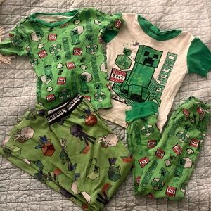 Minecraft Boys Green Creeper Pajama Setss (2)